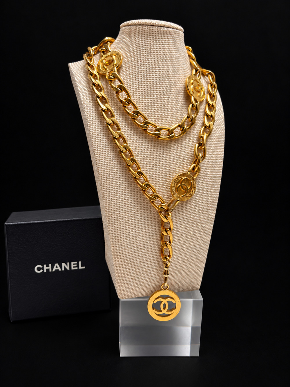 Archival Vintage Chanel 1984 CC Medallion Multi-Strand Chain Belt / Necklace